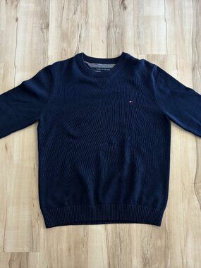 Tommy Hilfiger Navy Crewneck Sweater Mens [Large] Classic Minimalist